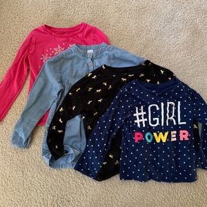 Set of 4: Sz 5/5t little girl long sleeve t-shirts